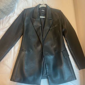 Zara fitted leather blazer